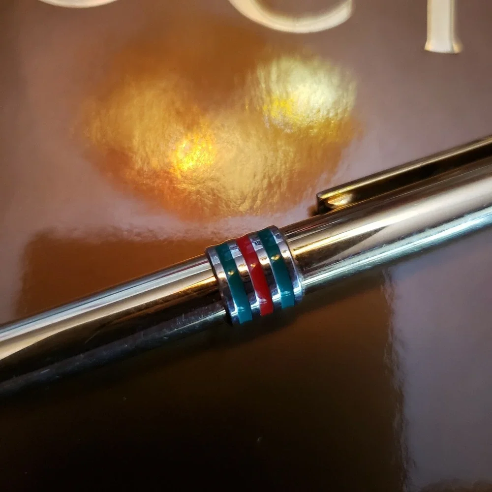 GUCCI sherry line ballpoint pen gold blue‎ collection Italy